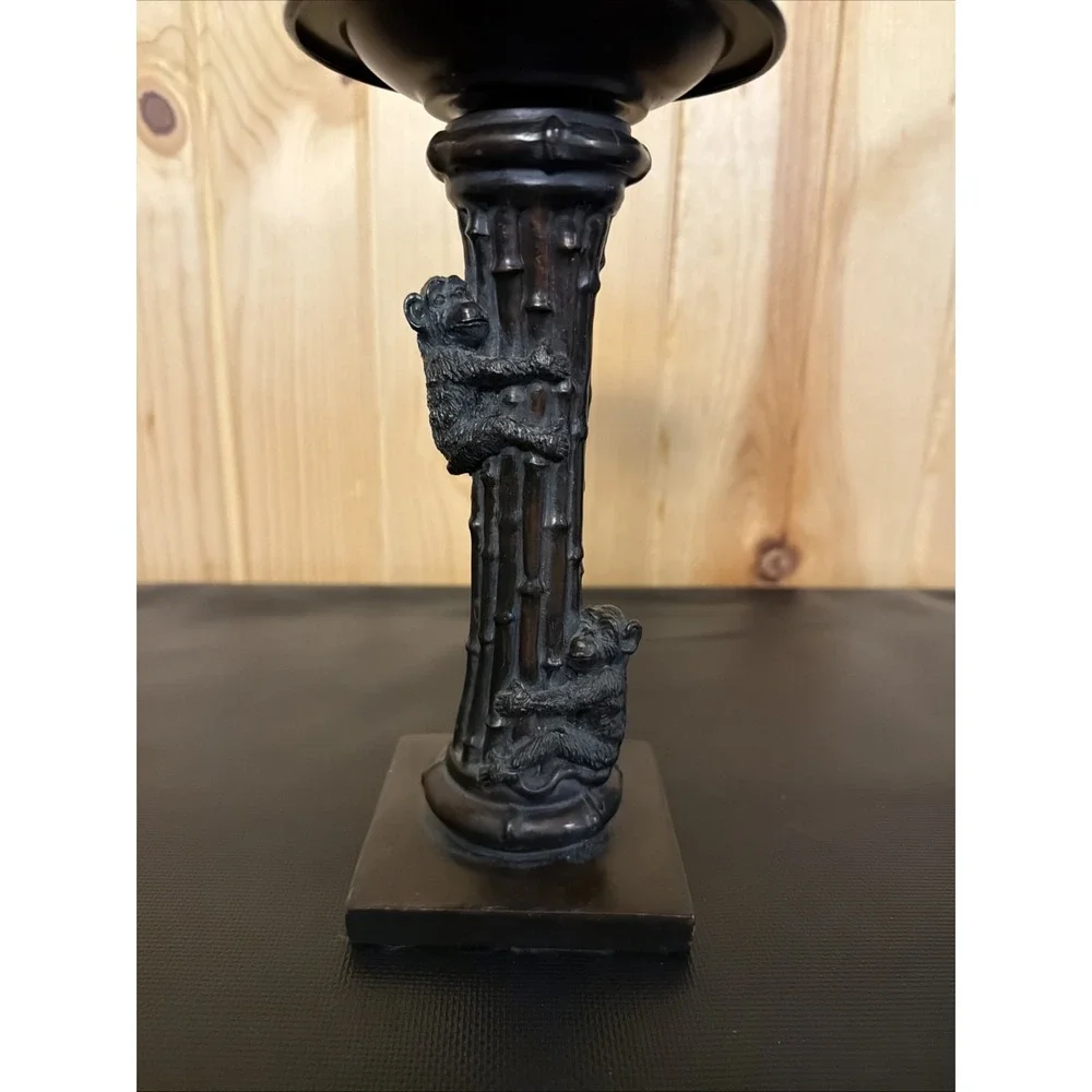 Vintage Pier One Dark Brown Resin Monkeys Candle Stick Holder 9 Inch